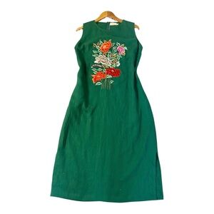 Green A-Line Halter Midi Dress